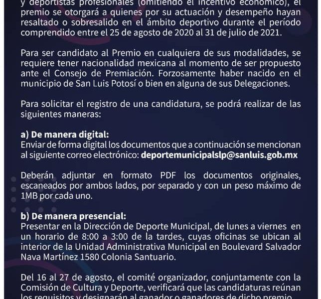 Convocatoria "Premio Municipal de Deporte" vigente hasta ...